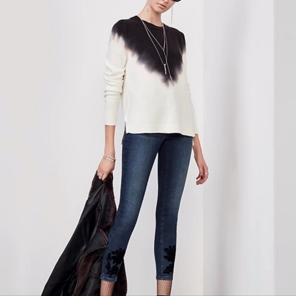 Simply Vera XS Sweater black and ivory Long Sleeve Dip Dyed